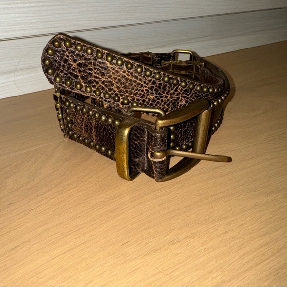 Leatherock Accessories - Leatherock Belt Medium chocolate brown and brass/gold